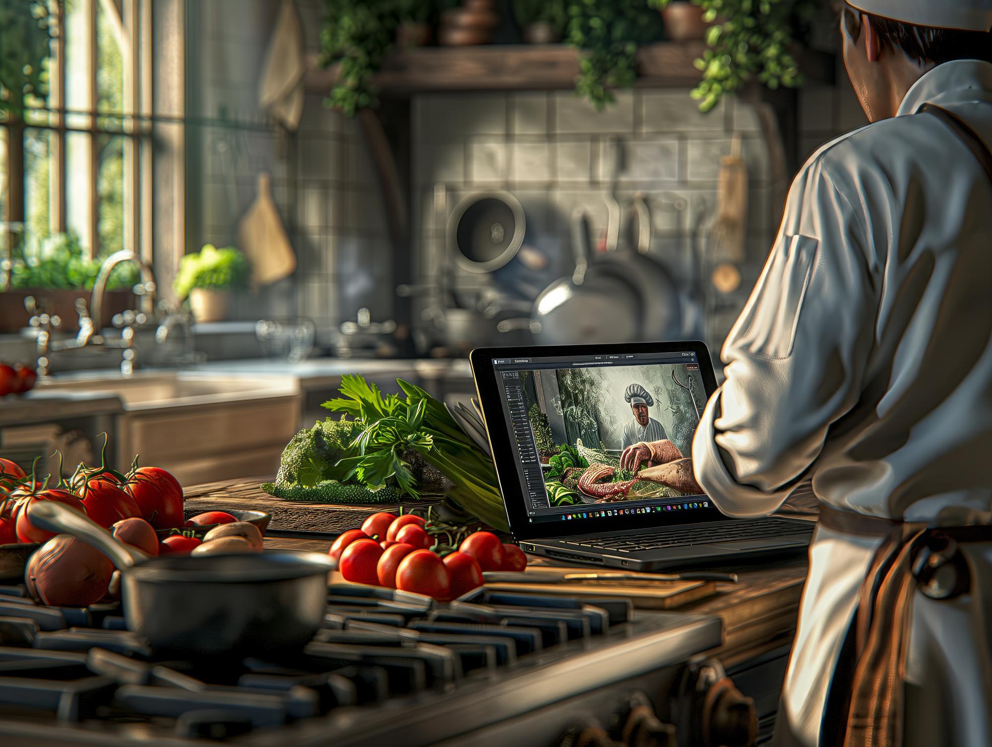 Interno di cucina artigianale con ingredienti locali